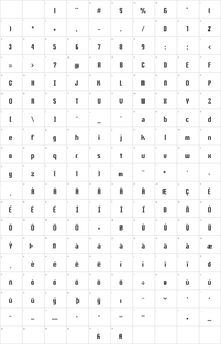 Slim Jim Glyph Map